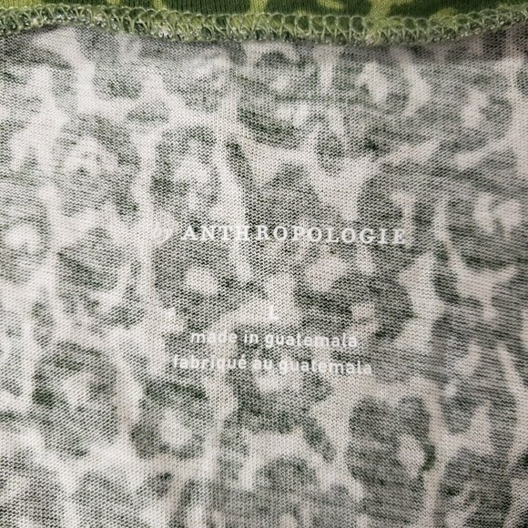Anthropologie Womens Green Motif Draped T-Shirt Size L Short Sleeve Modal - Picture 3 of 12